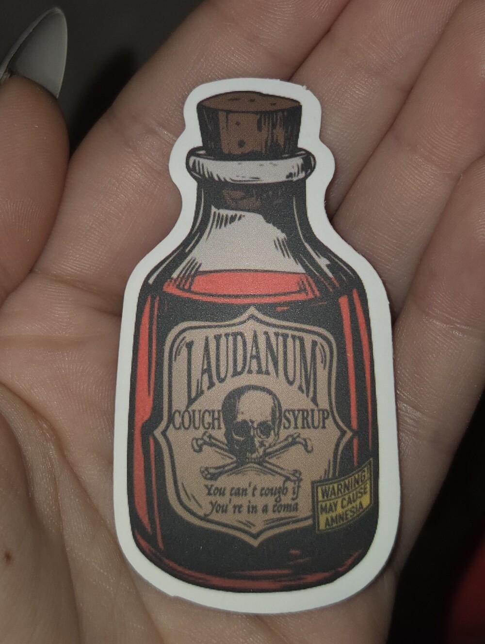 Laudanum Cough Syrup Decorative Sticker - Red and Brown